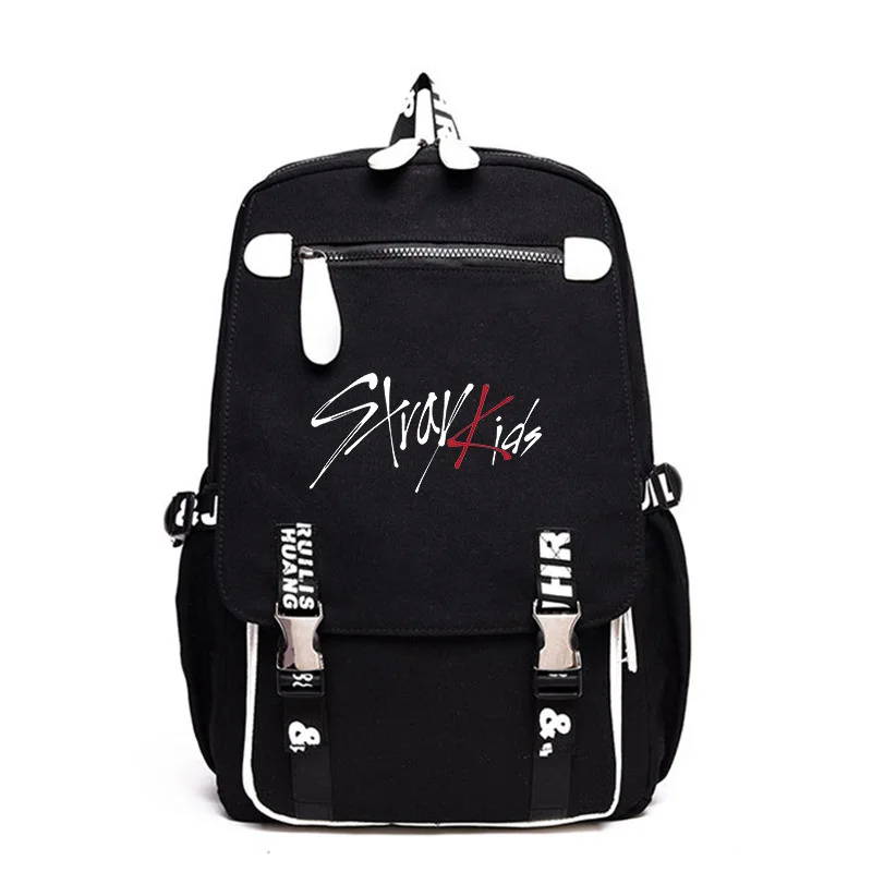 

Kpop Stray Kids Black Backpack Outdoor Travel Bag schoolbag Leisure Fashion Kpop stray kids supplies Large capacity Canvas