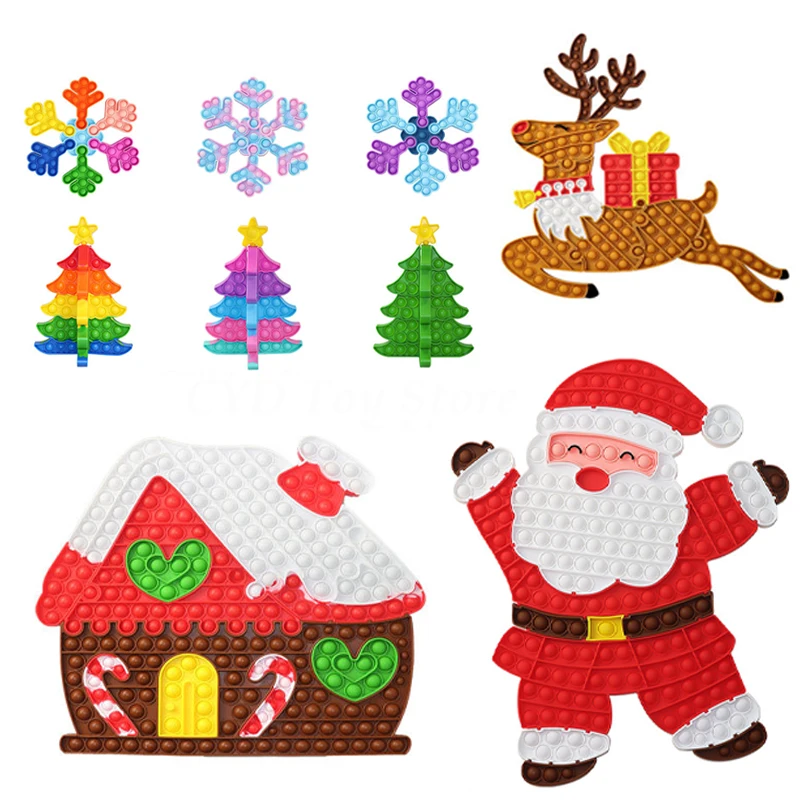 

Новинка, популярная Рождественская игрушка-антистресс большого размера с пузырьками, сжималка для сенсорного аутизма и снятия стресса, дет...