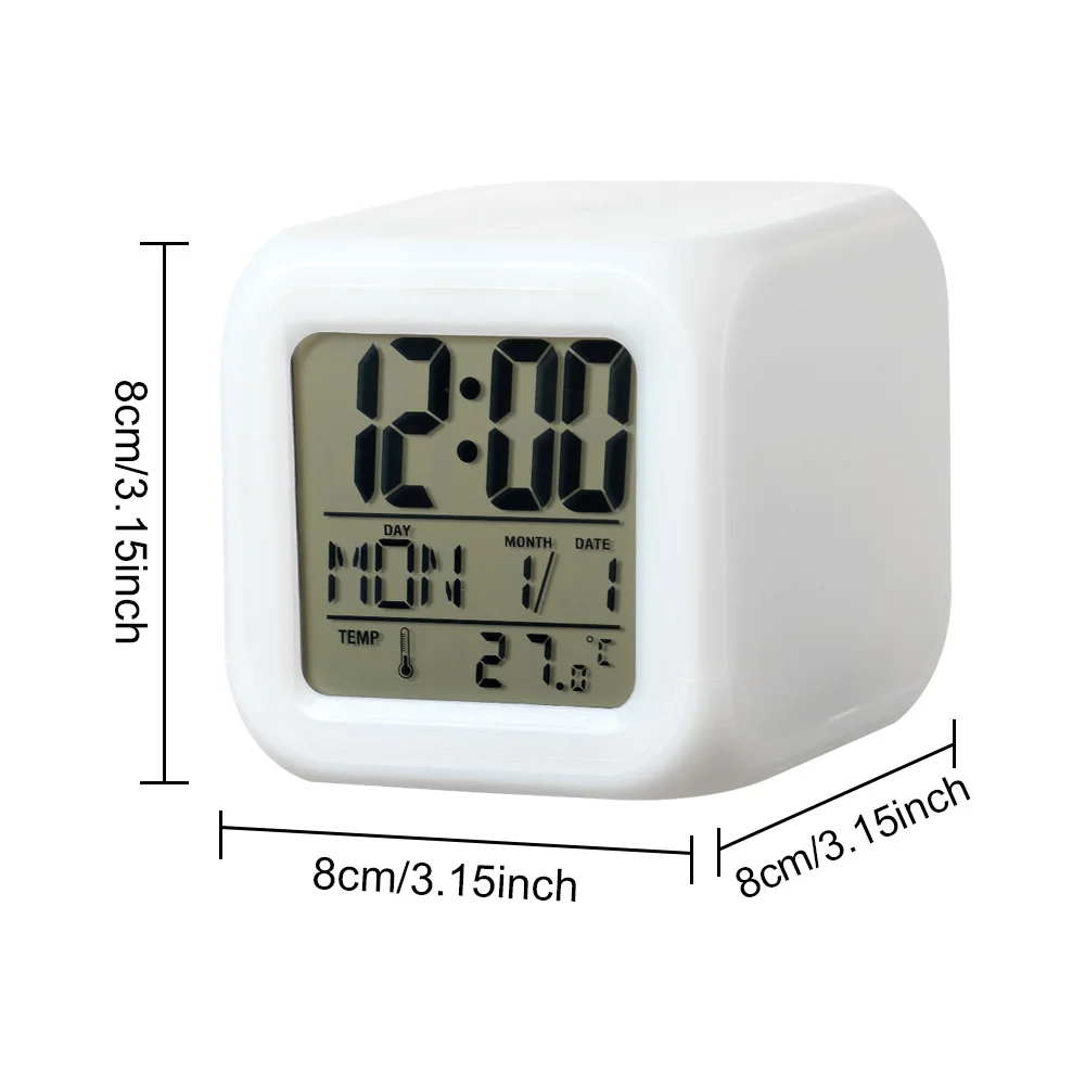 Многофункциональный портативный будильник 7 цветов большие светодиодные