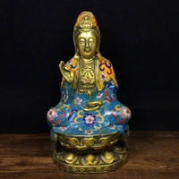 9 tibet buddhism old bronze cloisonne enamel guanshiyin bodhisattva avalokitesvara sitting buddha enshrine the buddha