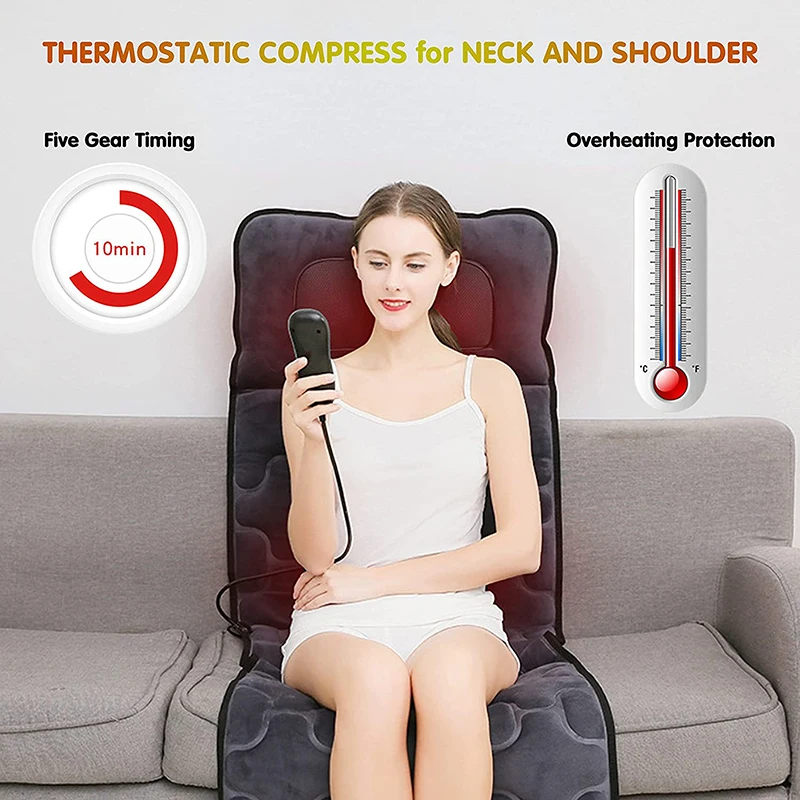 Коврик Электрический для массажа всего тела с подогревом Вибрирующая подушка