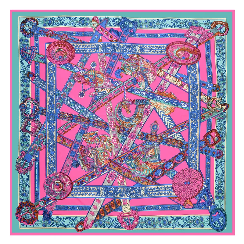 

130cm Red Rose Red Lake Blue Orange Navy Blue Luxury Brand Scarfs Women Bandana Silk Square Hijab Scarf Dropshipping