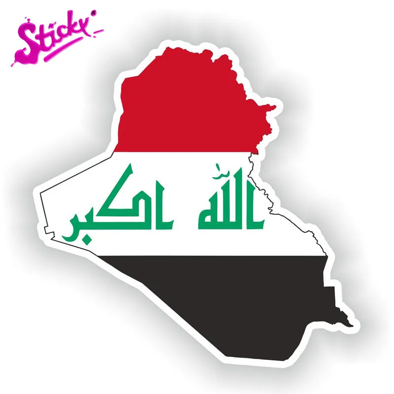 

STICKY Iraq Map Flag Car Sticker Window Decal Reflective Car Accessories motorcycle Off-road laptop trunk guitar Vinyl sticker