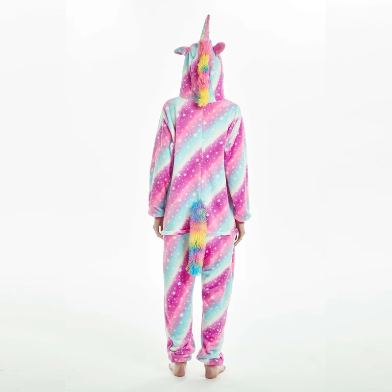 

Unicorn Adult One Piece Pajamas Cosplay Onesies Cartoon Woman Men Flannel Hood Animal Sleepwear Cute Christmas Halloween Costume