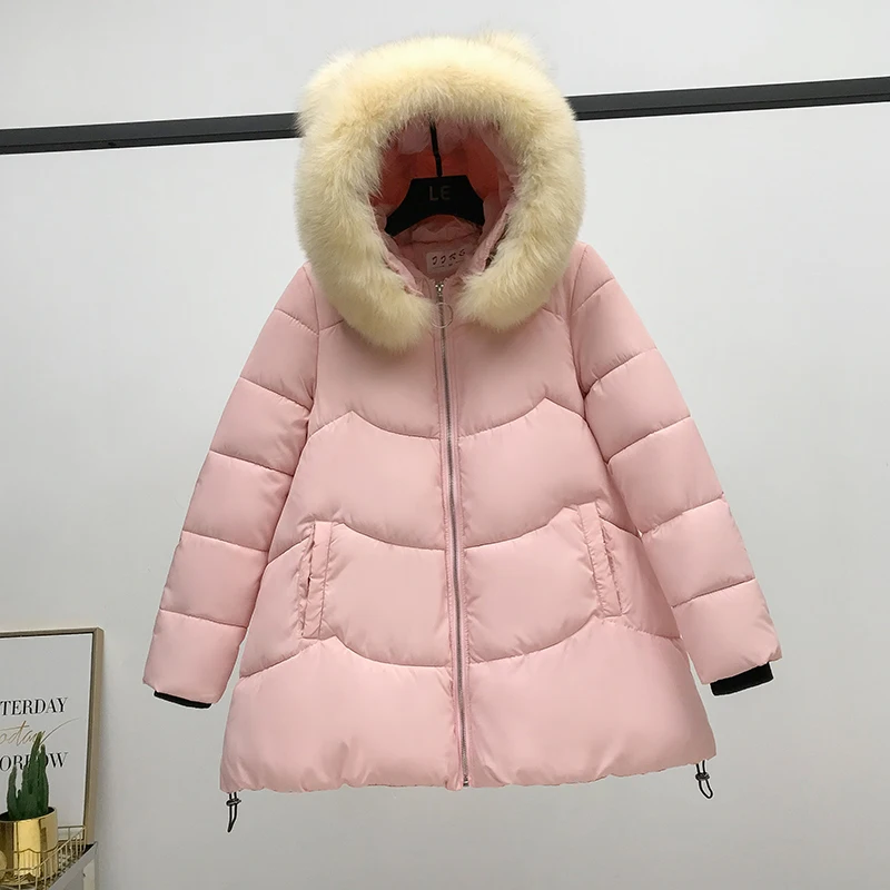 Зимняя длинная парка Женская свободная хлопковая куртка 2020 оверсайз однотонная