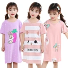 Новинка, летняя детская одежда для сна, хлопковая ночная рубашка для девочек, детское платье с коротким рукавом, пижама, ночная рубашка большого размера, Gecelik