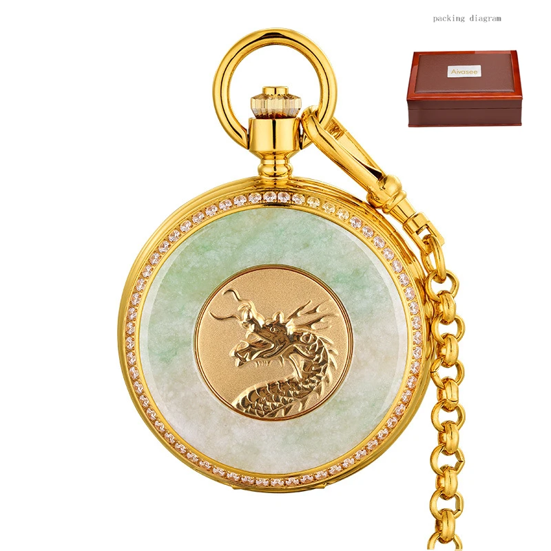 NEW Brand classic Women pocket Watch natural Jade mechanical Men Clock Fashion popular high quality Top Female | Наручные часы