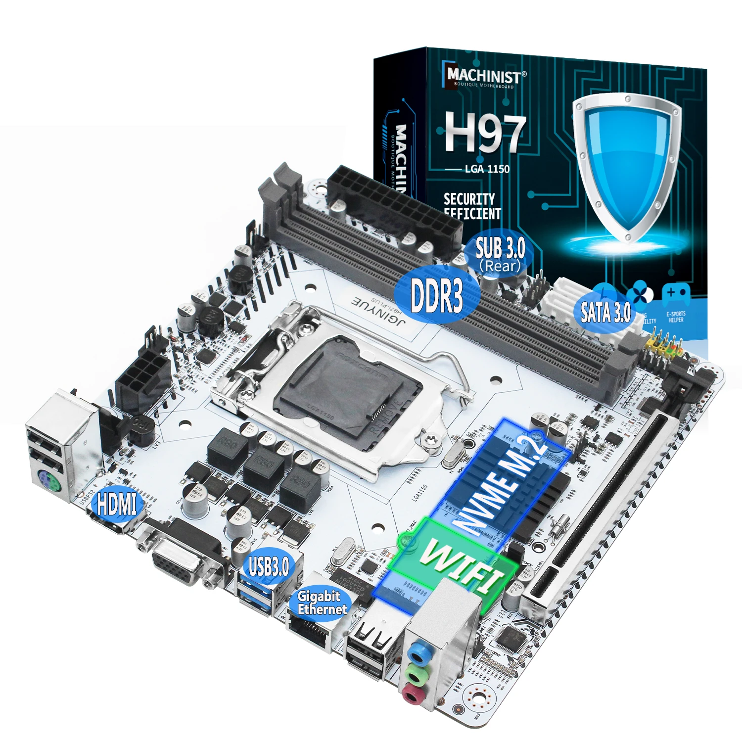 H97 материнская плата LGA 1150 Поддержка Intel Pentium/Core/Xeon процессор DDR3 16 Гб RAM M.2 NVMe WIFI слот