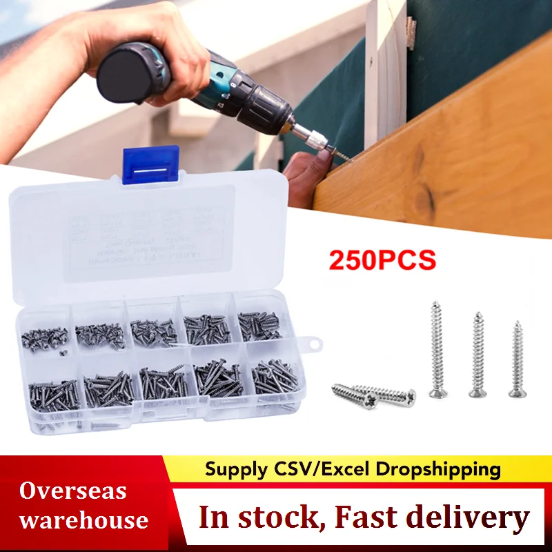 

250Pcs M2 Screw Flat Head Phillips Screws Laptop Notebook Screws Set Kit for Computer Small Screw