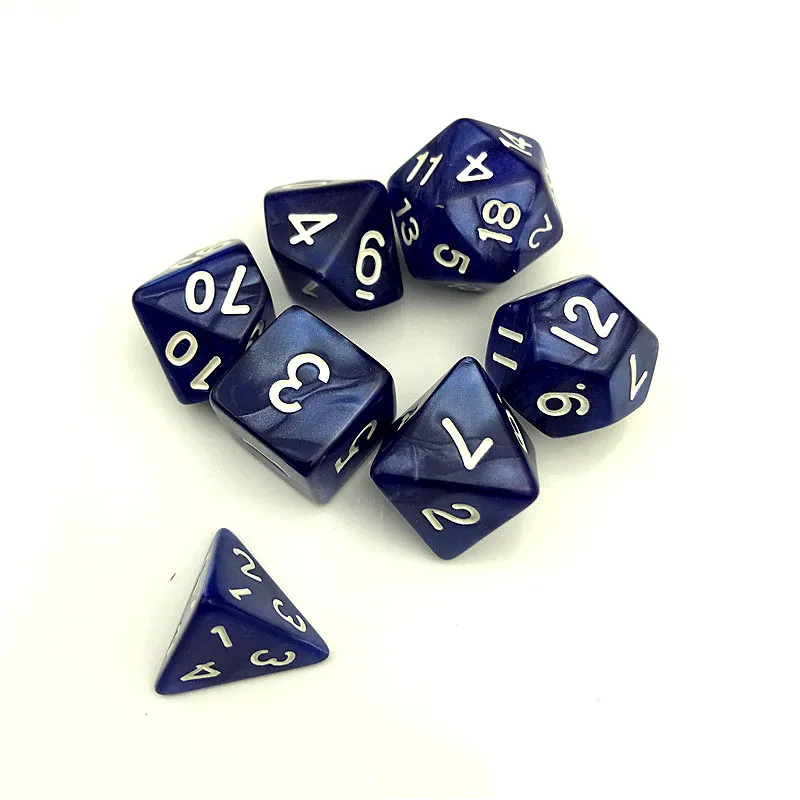 7 шт./компл. кости D4-D20 многосторонний игральные кости 9 видов цветов Настольный полиэдральный набор акриловых Пластик детский набор игрушек - Цвет: 8