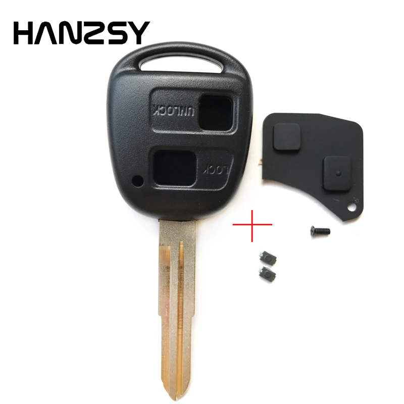 2 кнопки дистанционного ключа чехол для Toyota Yaris Corolla Camry Prado Tarago автомобильный брелок и кнопка резиновая накладка+ TOY41 лезвие+ переключатели