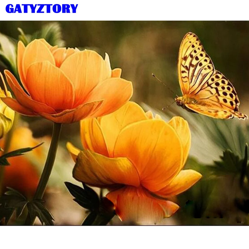GATYZTORY DIY Краска в раме по номерам ручная краска ed масляная воздуходувки и бабочка