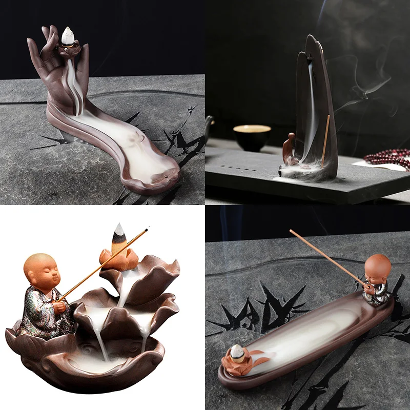 

Bergamot Backflow Incense Burner Ceramic Optional 50 Pcs Incense Cones Living Room Incense Base for Incense Sticks Ornaments