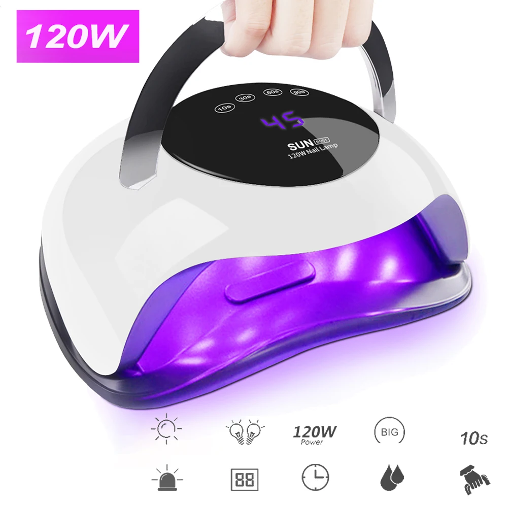 

Nail Art LED/UV Nail Polishing Lamp 120W Polish Quick Dryer 10s/30s/60s/99s Timer Setting nail drying lamp 120W high power