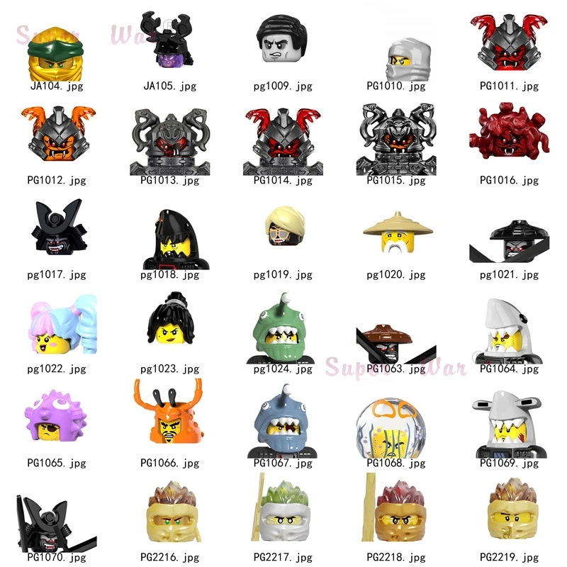 

Single Ninja Jay Cole Zane Lloyd Nya Wu Flashback Garmadon Angler Figures Head accessories Building Blocks toys for Series-085