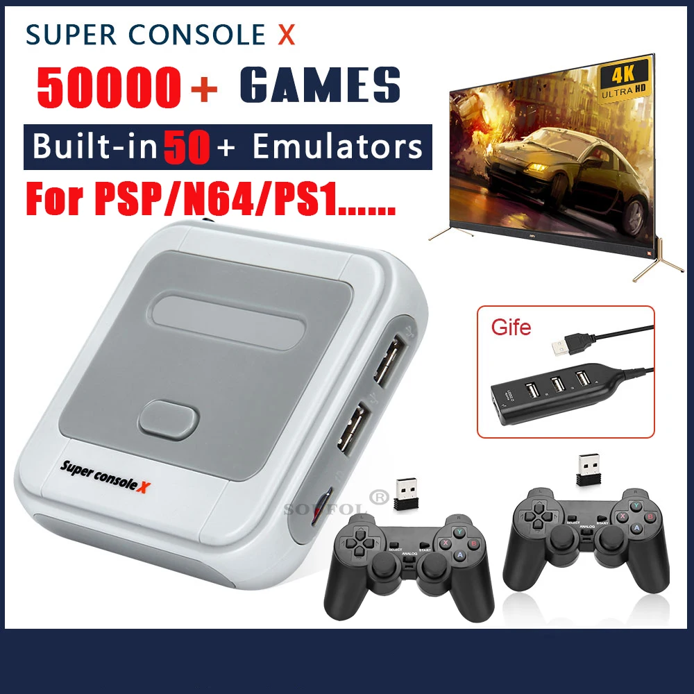 Portable Retro Game Console for PS1/PSP 50000+ Games HD Output Mini TV Video Gaming Console Support Wifi/Wireless Controllers