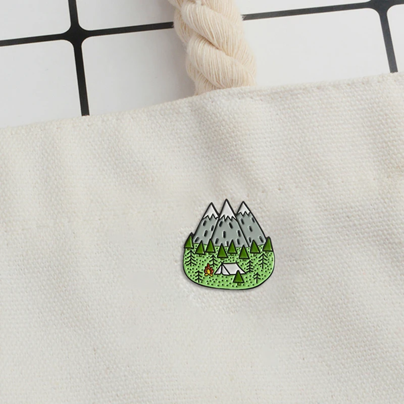 Горный лес брошь-булавка для палатки изучения природы эмалированная булавка