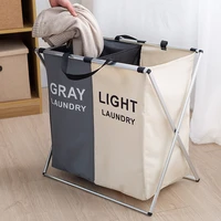 foldable dirty clothes environmental friendly sorting laundry storage with stainless steel holder large kids baby laundry basket