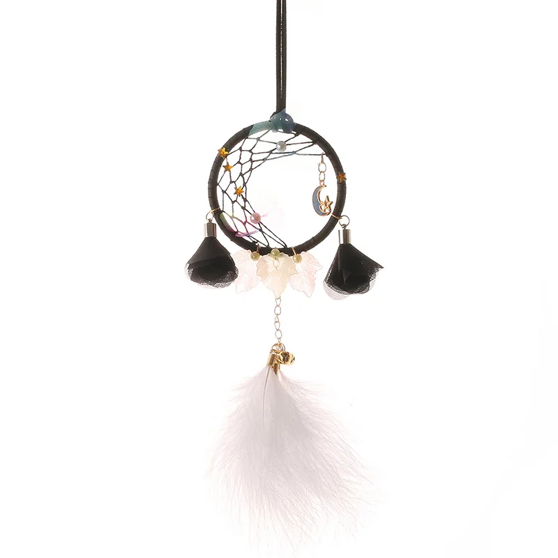 

Flower Feather Pendant Dreamcatcher Girls Leaf Moon Artificial Pearl Decoration Ornaments Car Home Nursery Dream Catcher DC25