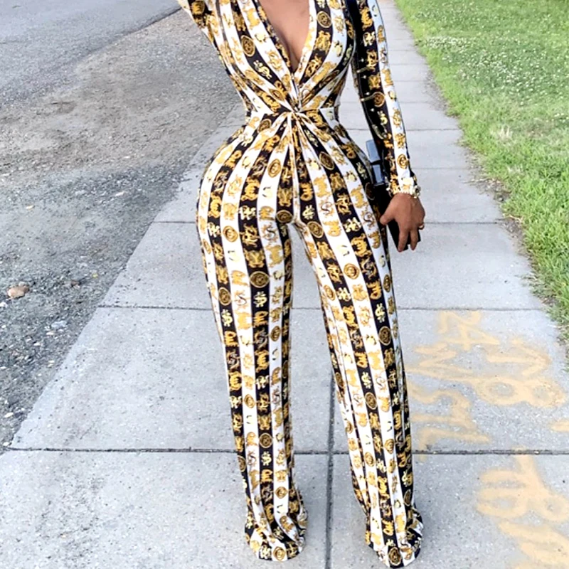

Zoctuo Women Letter Snake Print Playsuits Deep V Neck Long Sleeve Sexy Bodycon Jumpsuit Clubwear One Piece Bandage Romper