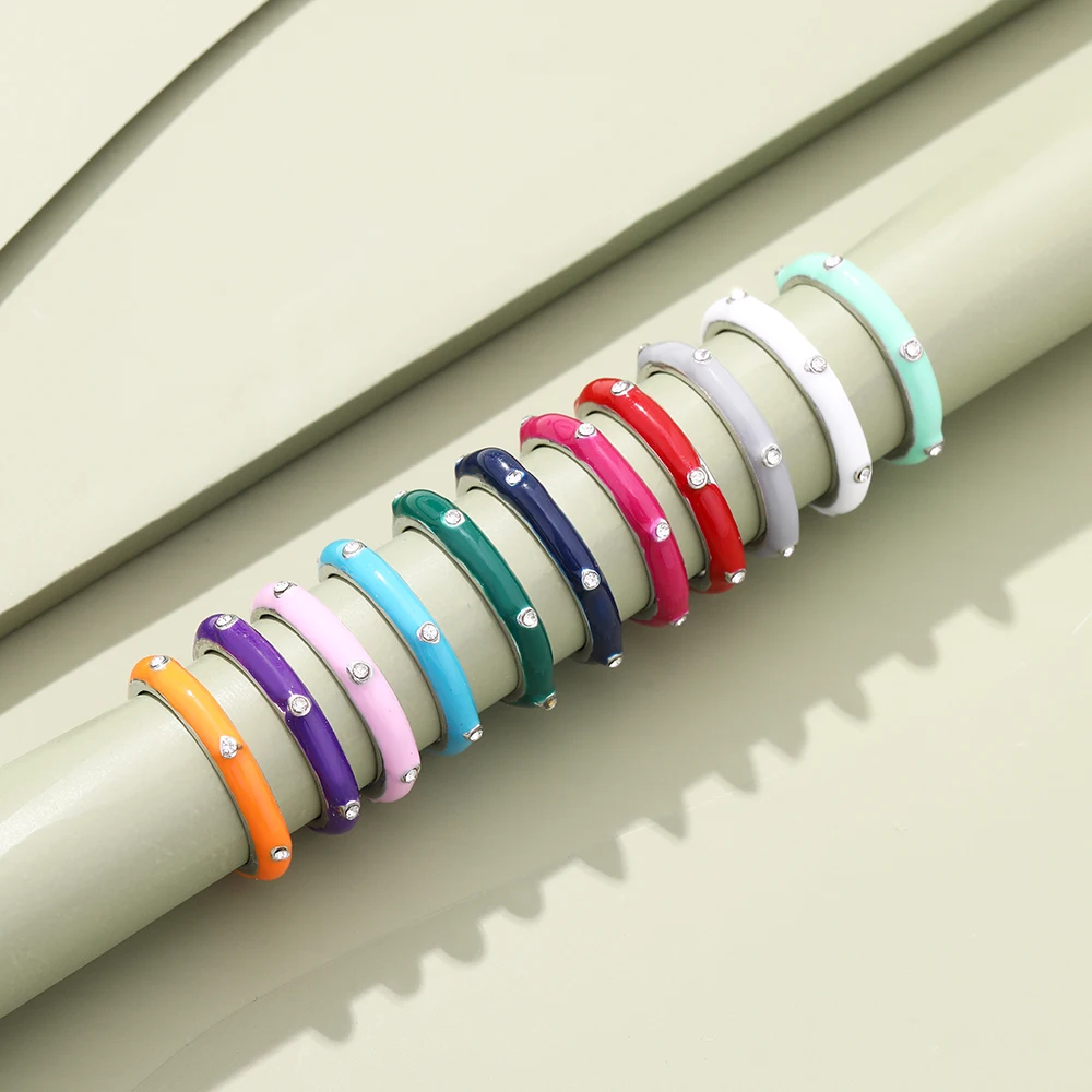 

VG 6YM New Colorful Drop Oil Belt Drill Ladies Ring Same Paragraph Women's Birthday Present Jewelry Dropshipping Gifts