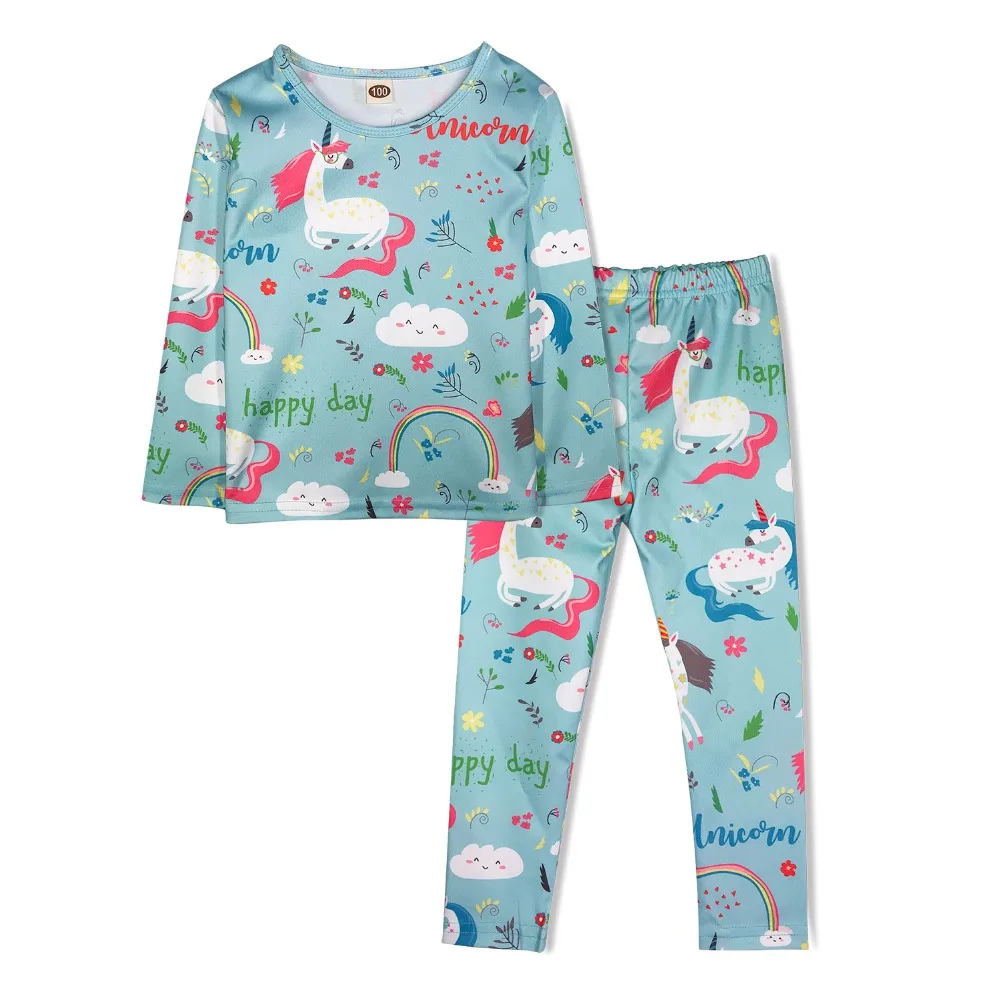 Детские пижамные комплекты из 2 предметов: Единорог динозавр Русалка Бабочка