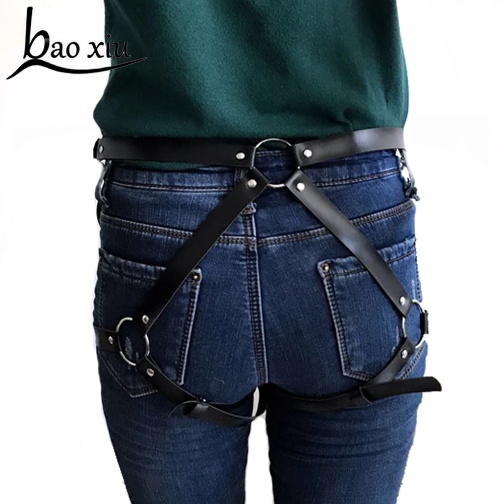 Леггинсы из искусственной кожи для мужчин и женщин эротический пояс портупея в