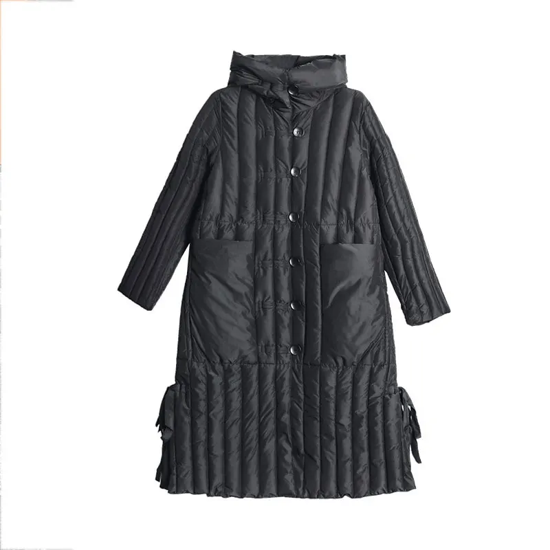 2021 New Large Size Over-The-Knee Women's Coat Thick Warm Loose Long Parkas Hooded Oversized Winter Female Cotton Fluffy Jacket