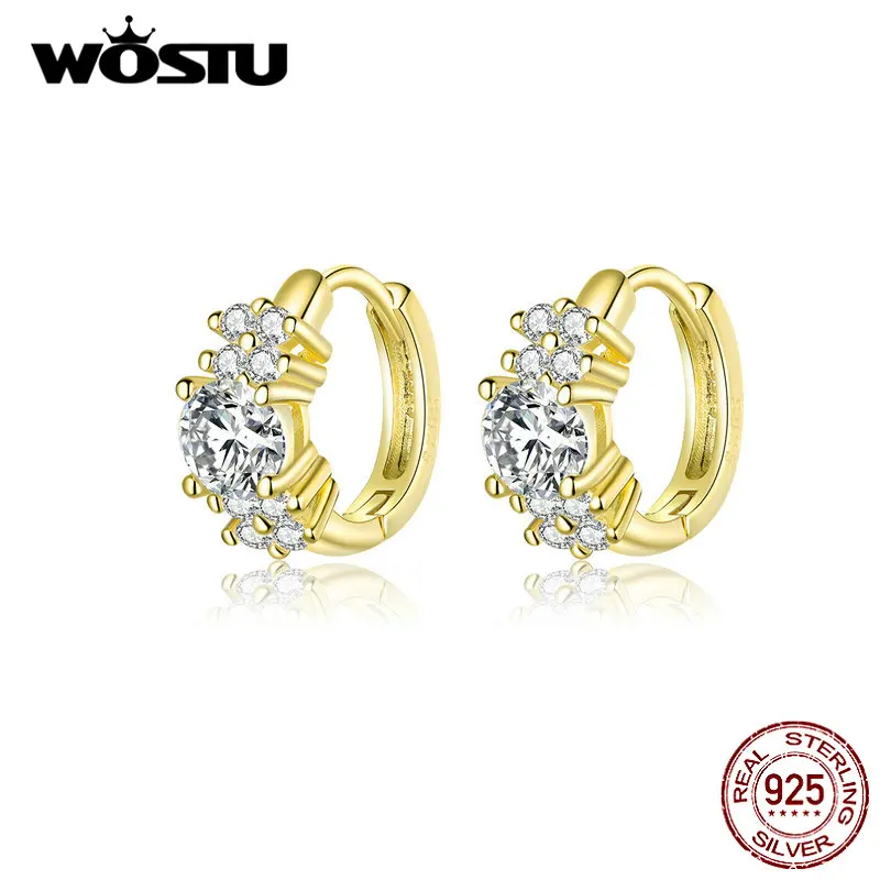 WOSTU Настоящее серебро 925 пробы изысканные серьги кольца с лепестками золотые для