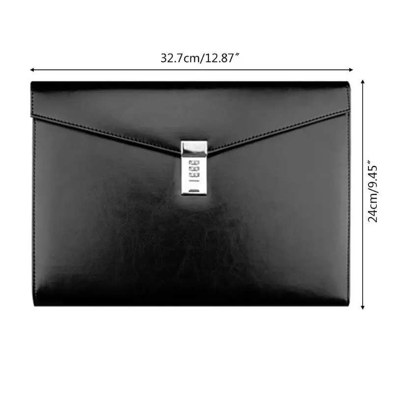 A4 Document File Folder with Password Lock Briefcase Organizer PU Leather Office Manager Bag | Канцтовары для офиса и дома