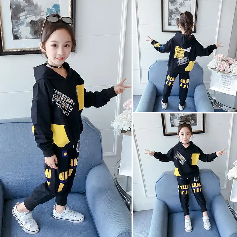 Детский комплект для девочек на весну-осень 2020 новейший спортивный в стиле