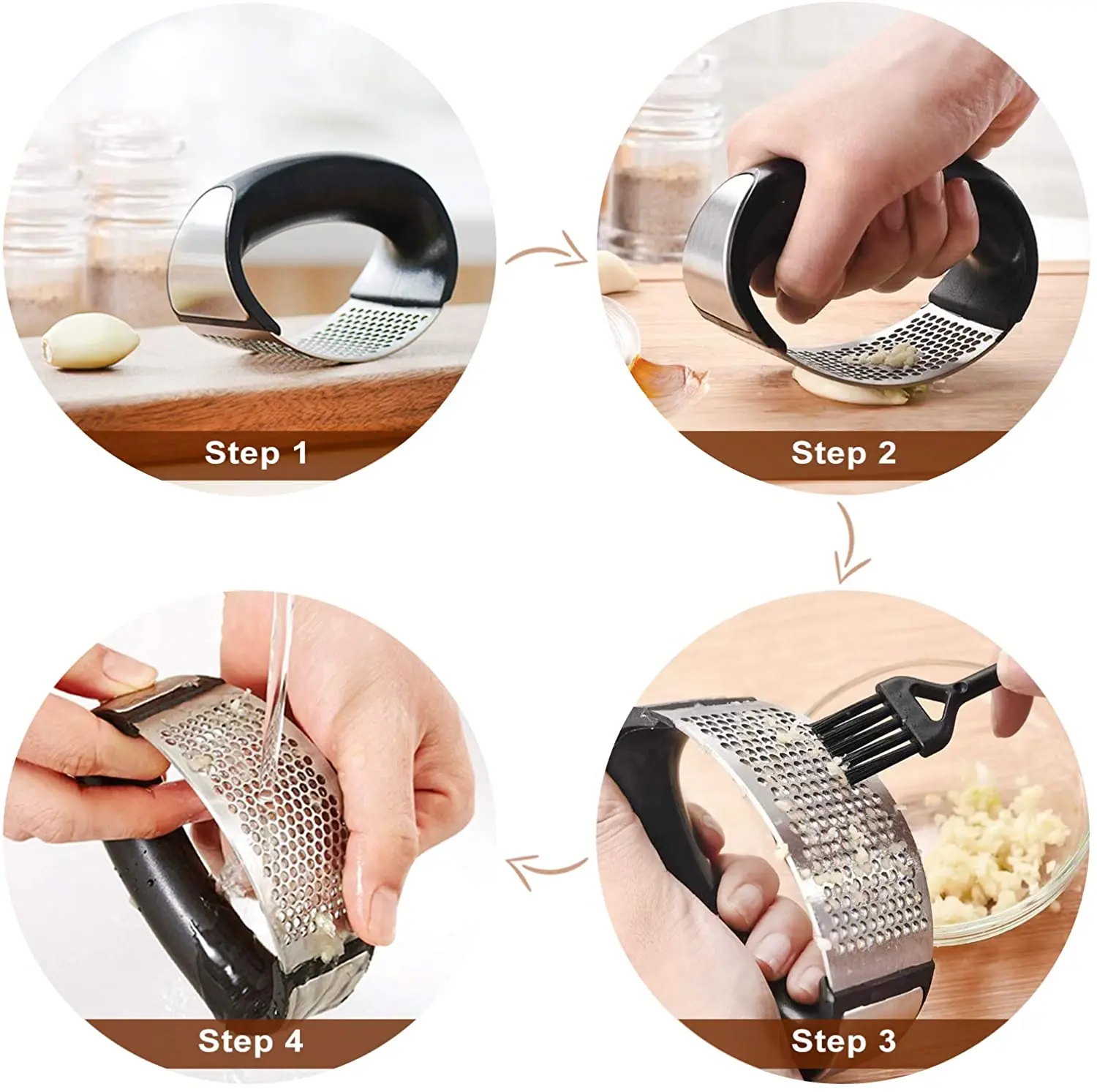 1pcs Stainless Steel Garlic Press Manual Mincer Chopping Tools Curve Fruit Vegetable Kitchen Gadgets | Дом и сад