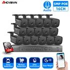 Система видеонаблюдения AI 4K 5 МП, 16-канальный сетевой видеорегистратор POE для улицы, с обнаружением присутствиялица, двухстороннее аудио, IP-камера