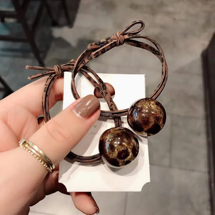 

Acrylic Ice Hair Rope Cracked Leopard Ball Head Rope Fashion Hair Tie Simple Hair Accessories for Braids Elastic Hair Bands