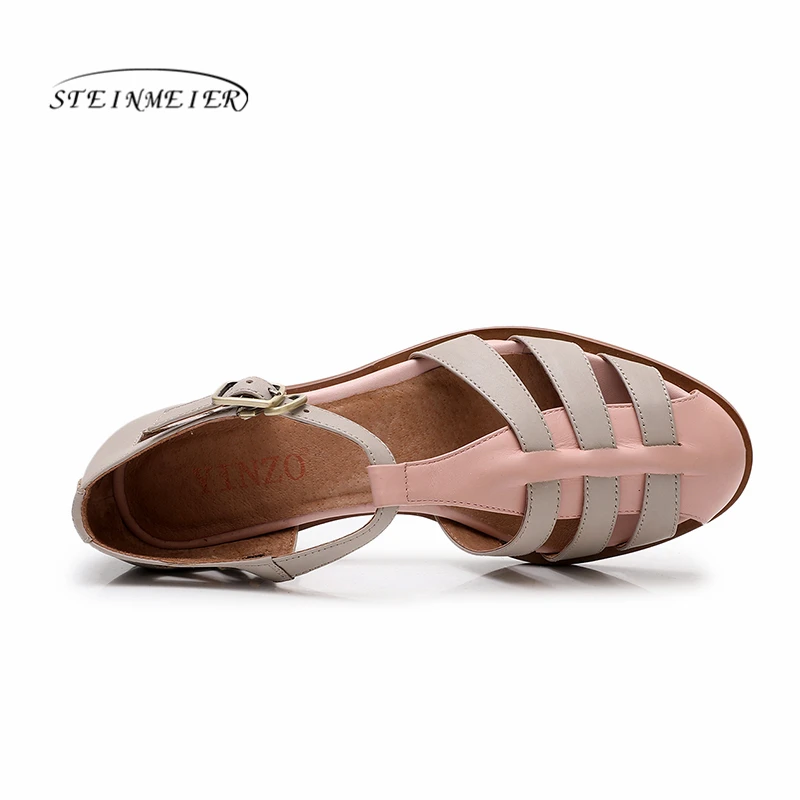 Сандалии yinzo женские из натуральной кожи босоножки на танкетке винтажные туфли