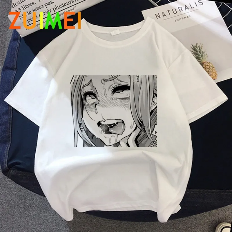 

Женская футболка с принтом Аниме японского аниме Ahegao Harajuk, топы, летняя модная футболка с коротким рукавом для девочек, Прямая поставка, 2020