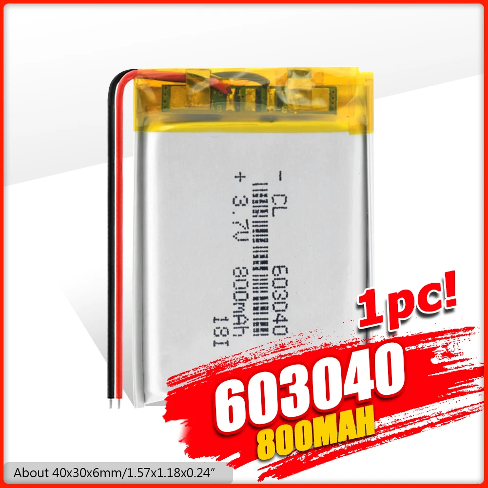 Аккумуляторная батарея 800mAh Lipo 603040 литий полимерная Li Po ионная ячейка для