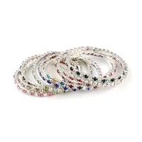 20pcs colorful single row rhinestone stretch bracelets for women girl gift wedding bridal jewelry