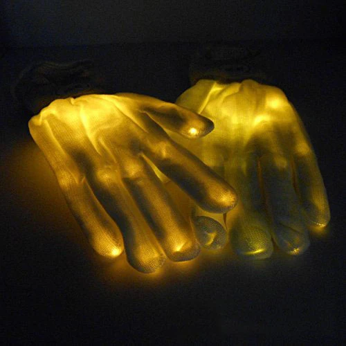 Yellow light 1 шт. Хэллоуин светодиодные светящиеся перчатки новинка костяные светящиеся перчатки Радуга Рождество карнавал светящиеся перчатки неоновые вечерние принадлежности - Цвет: Yellow light