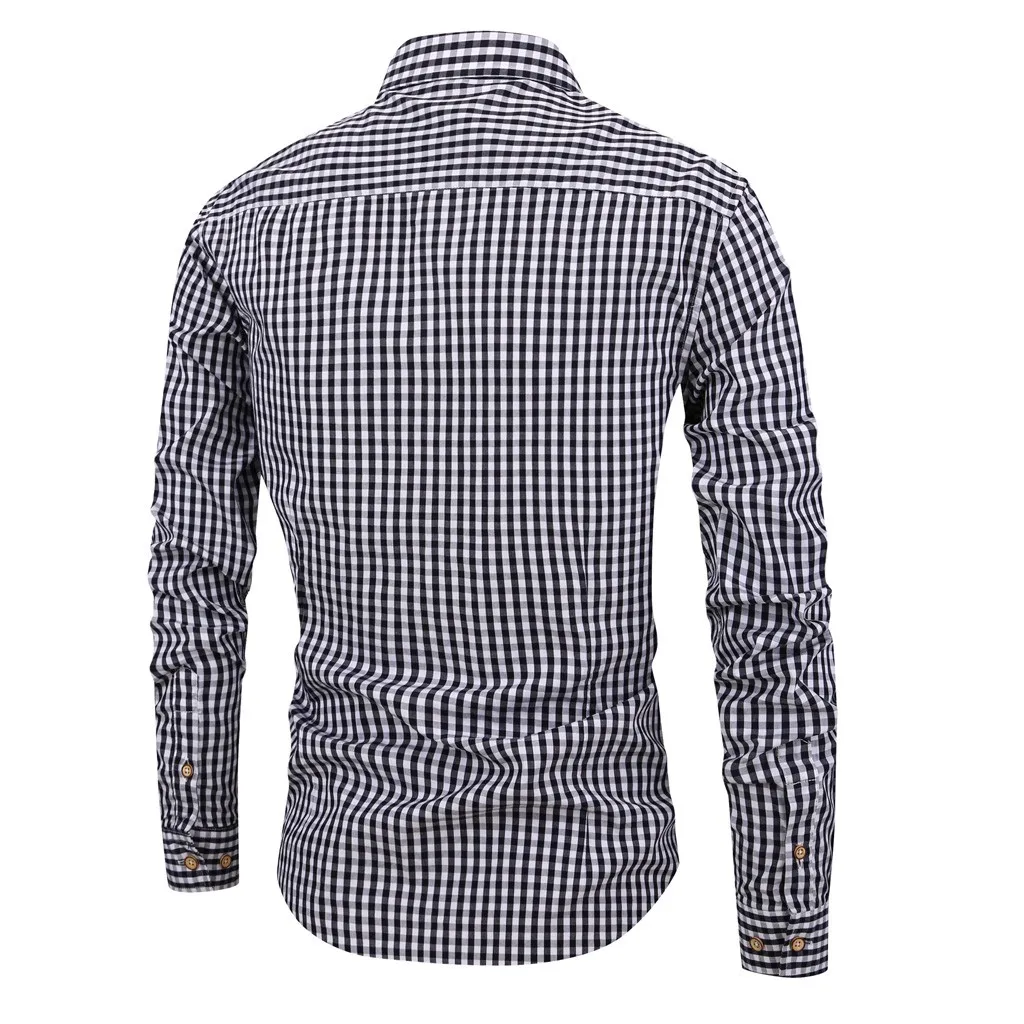 Camisa Masculina мужская рубашка с длинным рукавом и отложным воротником, Повседневная рубашка с рисунком в клетку, модная мужская Повседневная Базовая рубашка