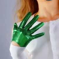latex short gloves faux shine patent leather 6 16m electric green wrist long women leather gloves wpu257