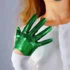 Латексные короткие перчатки из искусственной блестящей лакированной кожи, 6 дюймов, 16 м, электрические, зеленые, длинные, женские кожаные перчатки WPU257
