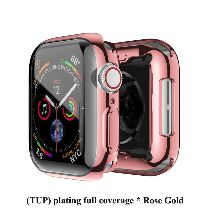 Защитный чехол для Apple Watch 38 мм, 42 мм, 40 мм 44 мягкий прозрачный TPU/Алюминий корпус из сплава для наручных часов Iwatch серии 5 4 3 2 1 Аксессуары - Цвет: Rose Gold