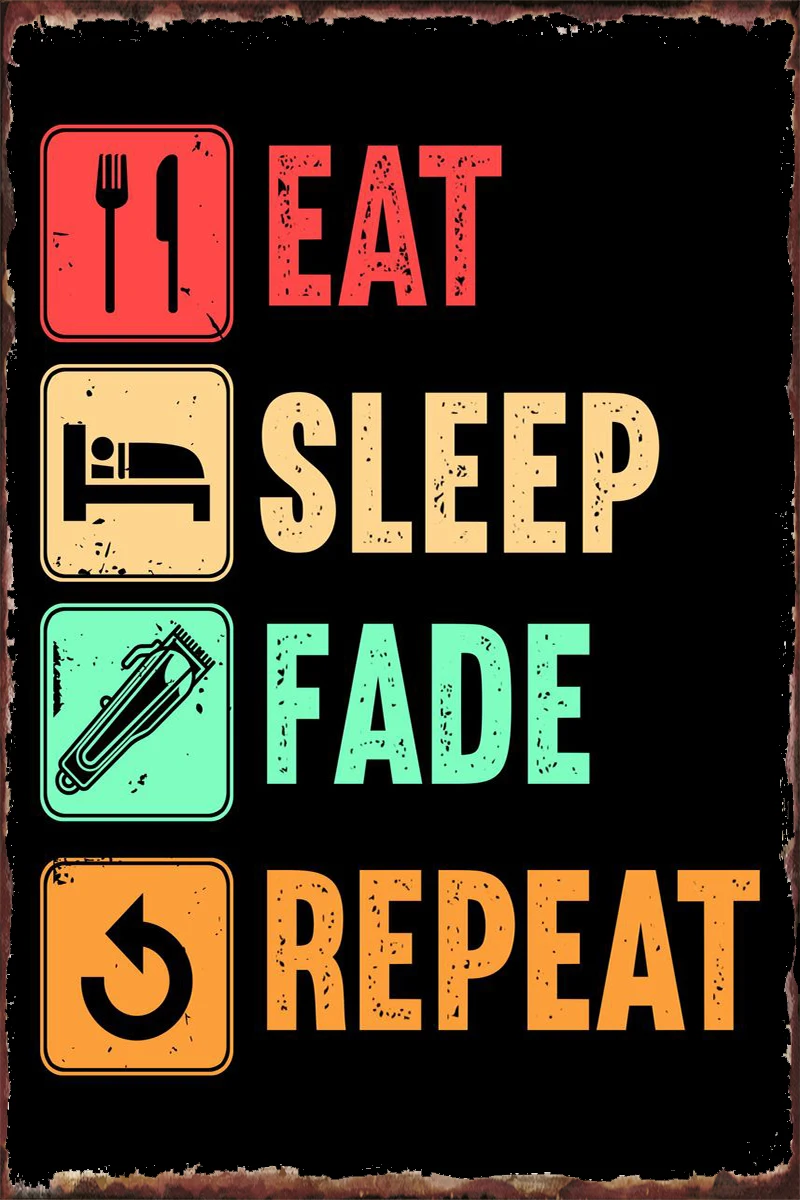 

Жестяная Вывеска «Eat Sleep» выцветает, жестяные таблички, Настенный декор, украшение для комнаты, Ретро винтажный металлический знак для кафе, ...