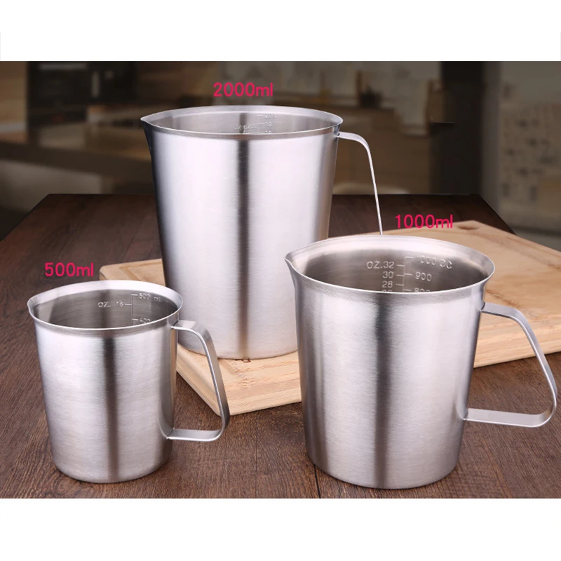 Толстая мерная чашка из нержавеющей стали 304 со шкалой 2000 мл 1000 500 кухонная