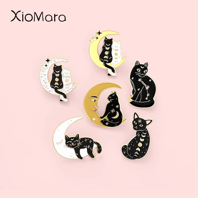 

Divination Cat Tattoo Star Evolution Enamel Pins Ancient Witchcraft Brooches Lapel Badges Jewelry Gift for Friends Wholesale Pin