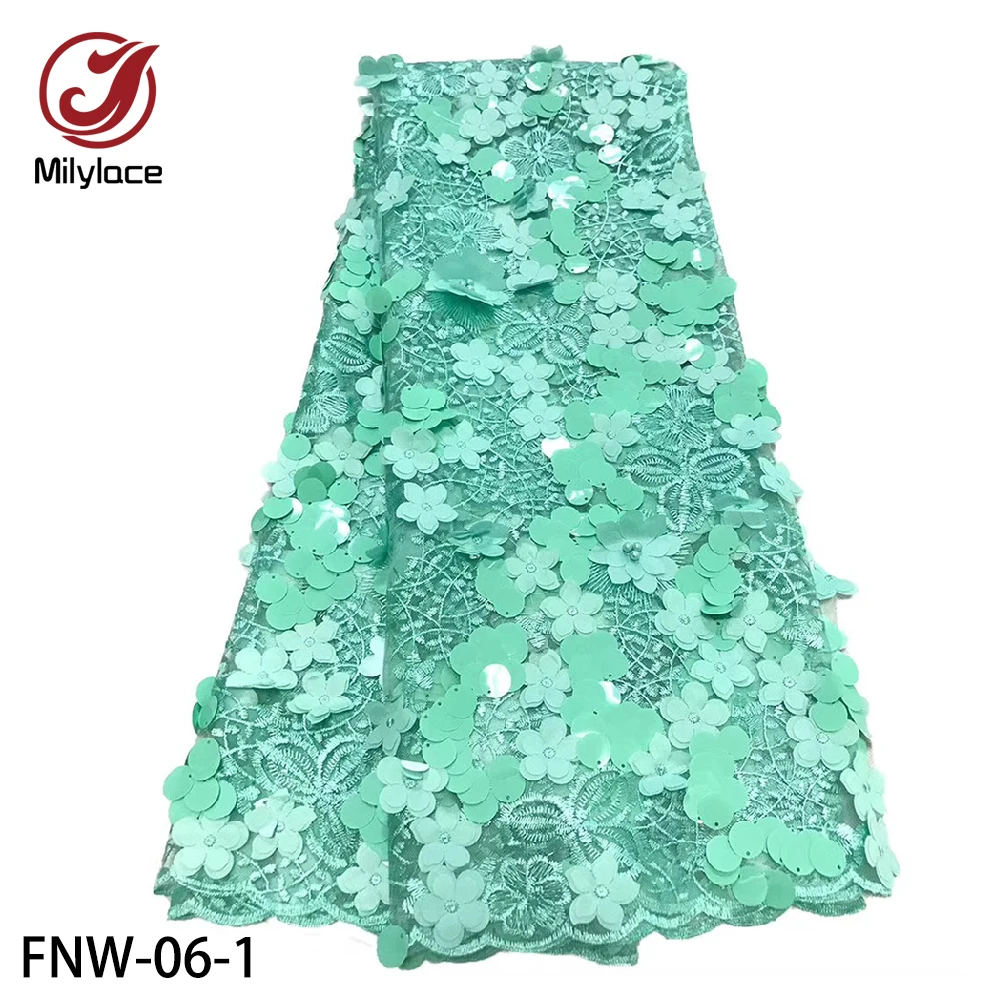 Роскошная африканская кружевная ткань с 3D цветами и блестками