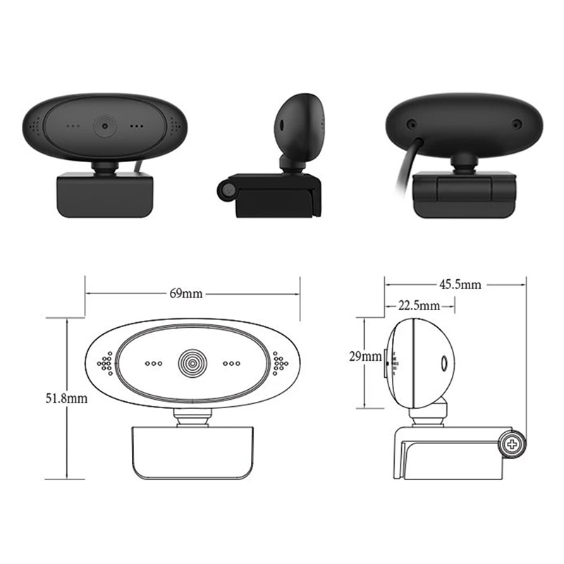 

Hot HD 1080P Webcam with Microphone Rotatable USB Web Camera for Computer PC Live Broadcast Video Conference Work