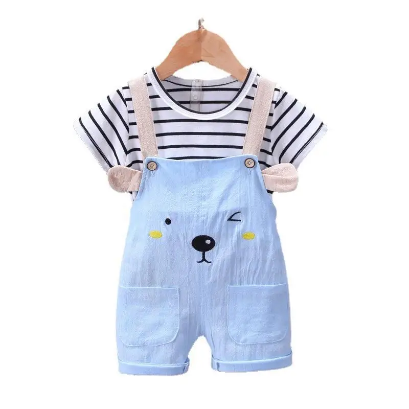 

Summer Boys Fashion Clothes Children Girls Cartoon T Shirt Strap Shorts 2Pcs/Sets Kids Cotton Sportswear Toddler Casual Clothing