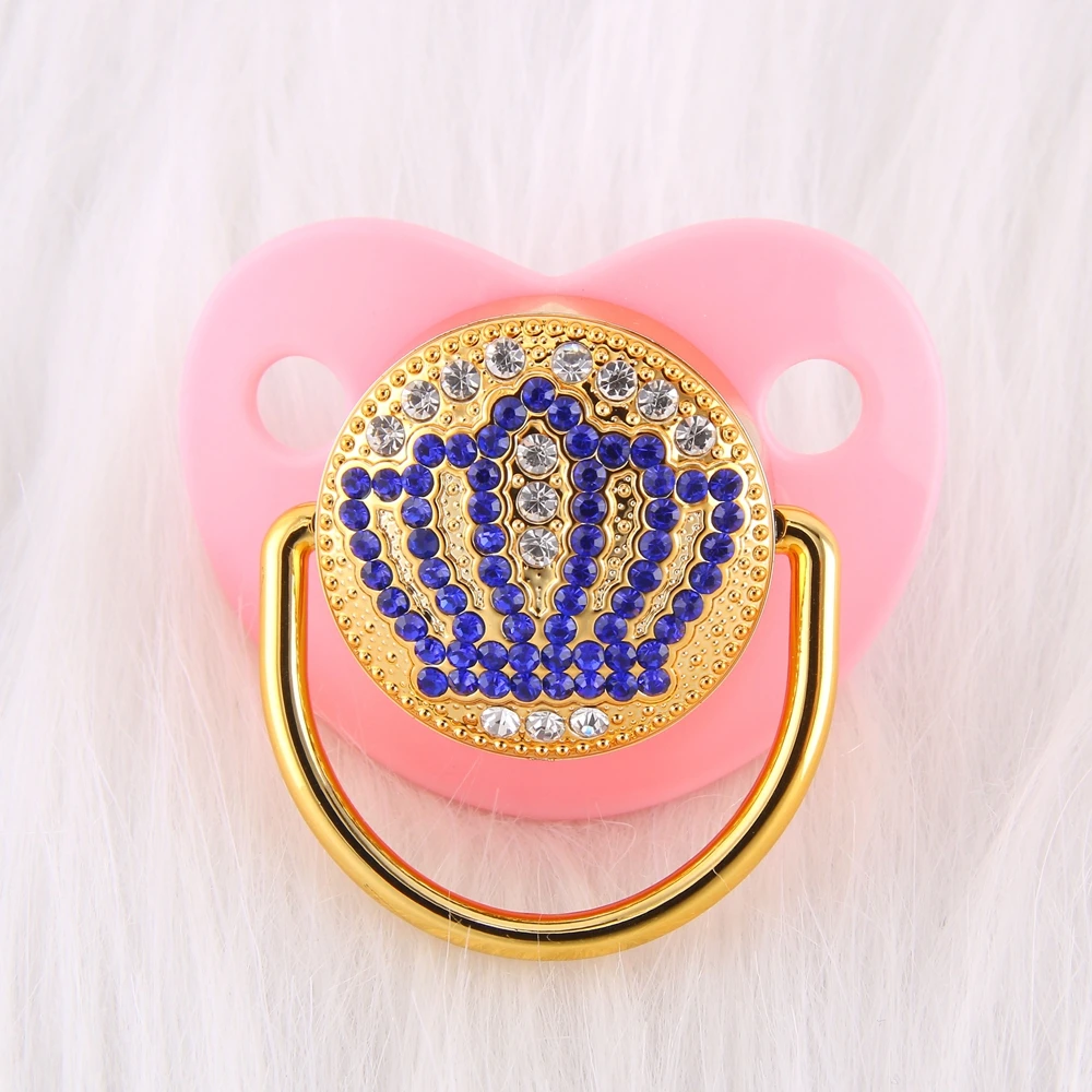 Роскошная детская соска-пустышка в форме короны с бриллиантами на возраст 0-18